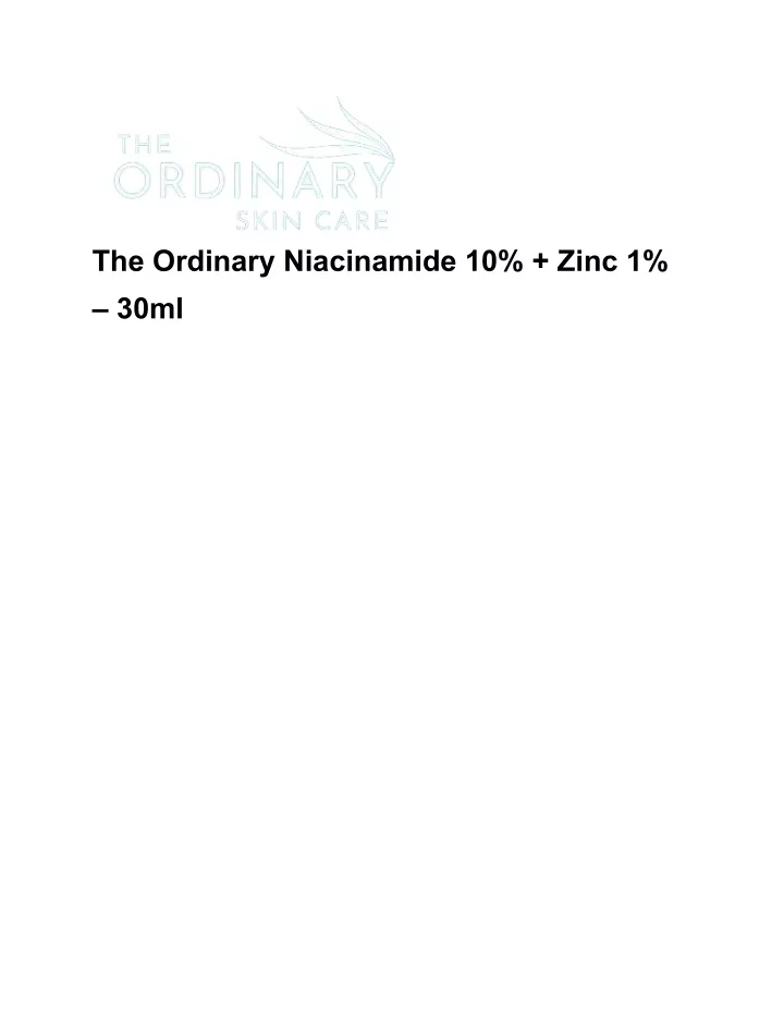 the ordinary niacinamide 10 zinc 1 30ml