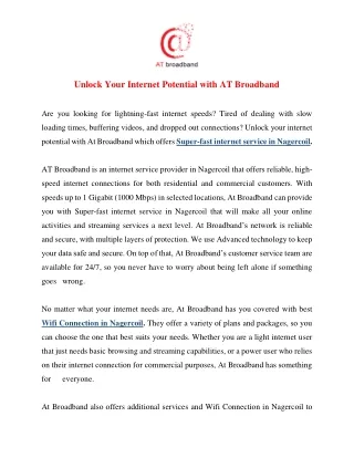 Unlock Your Internet Potential with AT Broadband