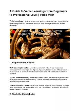a guide to vedic learnings from beginners