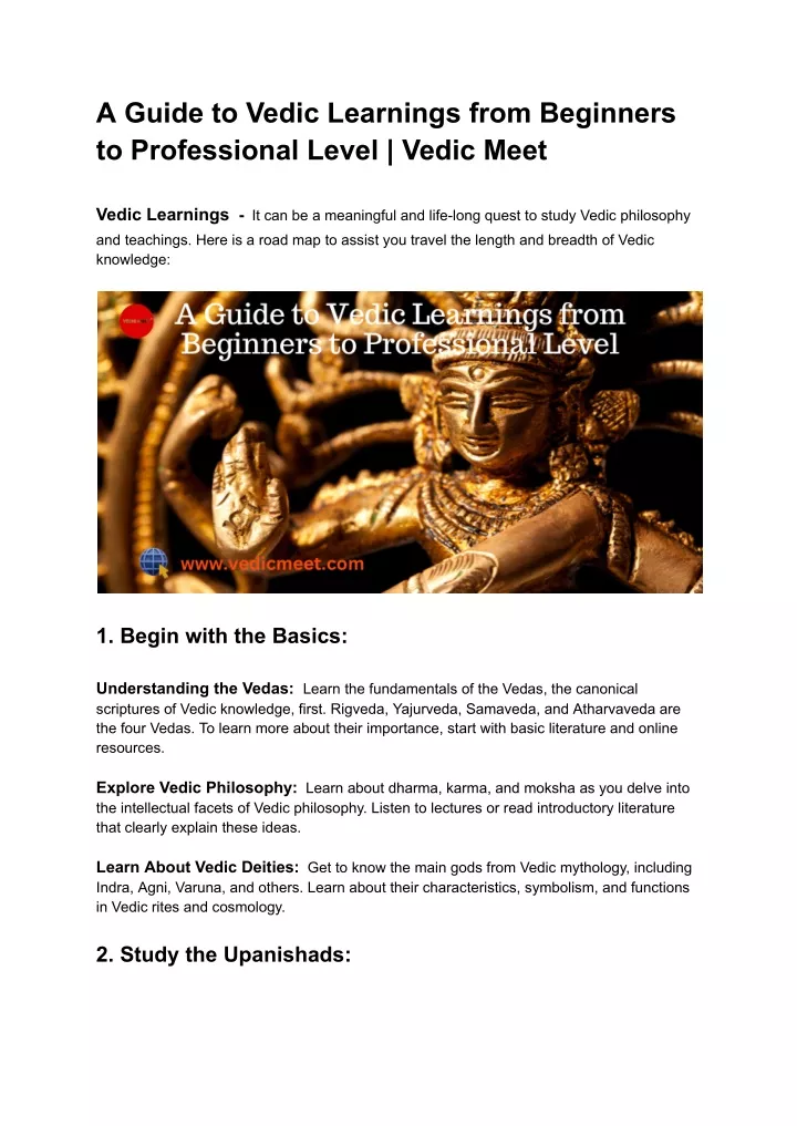 a guide to vedic learnings from beginners