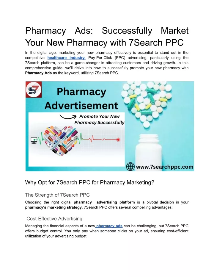 pharmacy your new pharmacy with 7search ppc