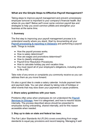 what are the simple steps to effective payroll