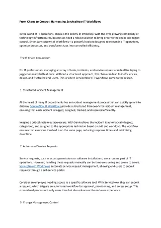 from chaos to control harnessing servicenow