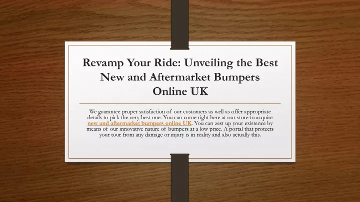revamp your ride unveiling the best new and aftermarket bumpers online uk