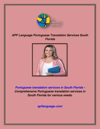 APF Language Portuguese Translation Services South Florida