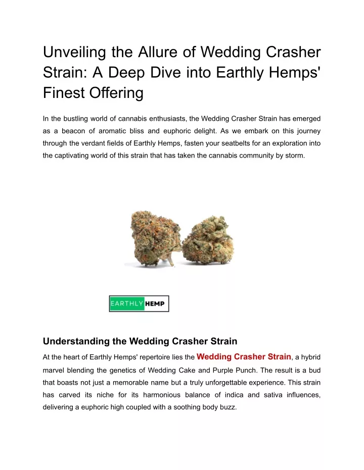 unveiling the allure of wedding crasher strain