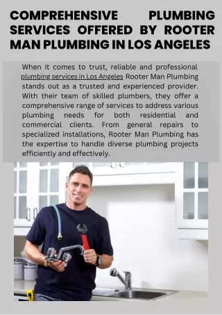 Comprehensive Plumbing Services Offered by Rooter Man Plumbing in Los Angeles