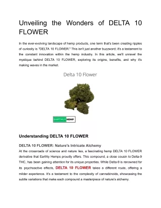 unveiling the wonders of delta 10 flower