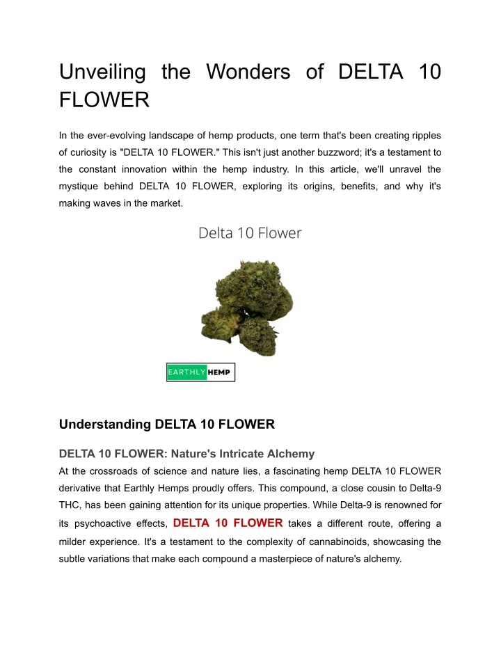 unveiling the wonders of delta 10 flower