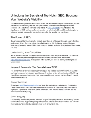 unlocking the secrets of top notch seo boosting