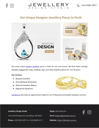 Get Unique Designer Jewellery Pieces In Perth