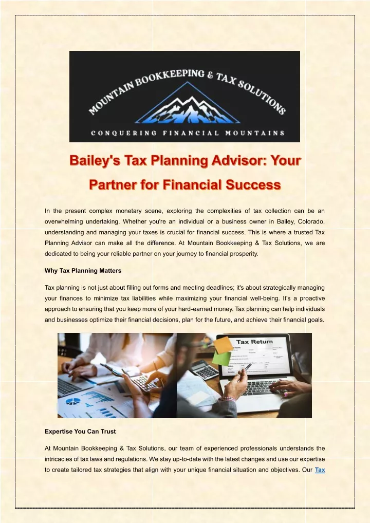 bailey s tax planning advisor your