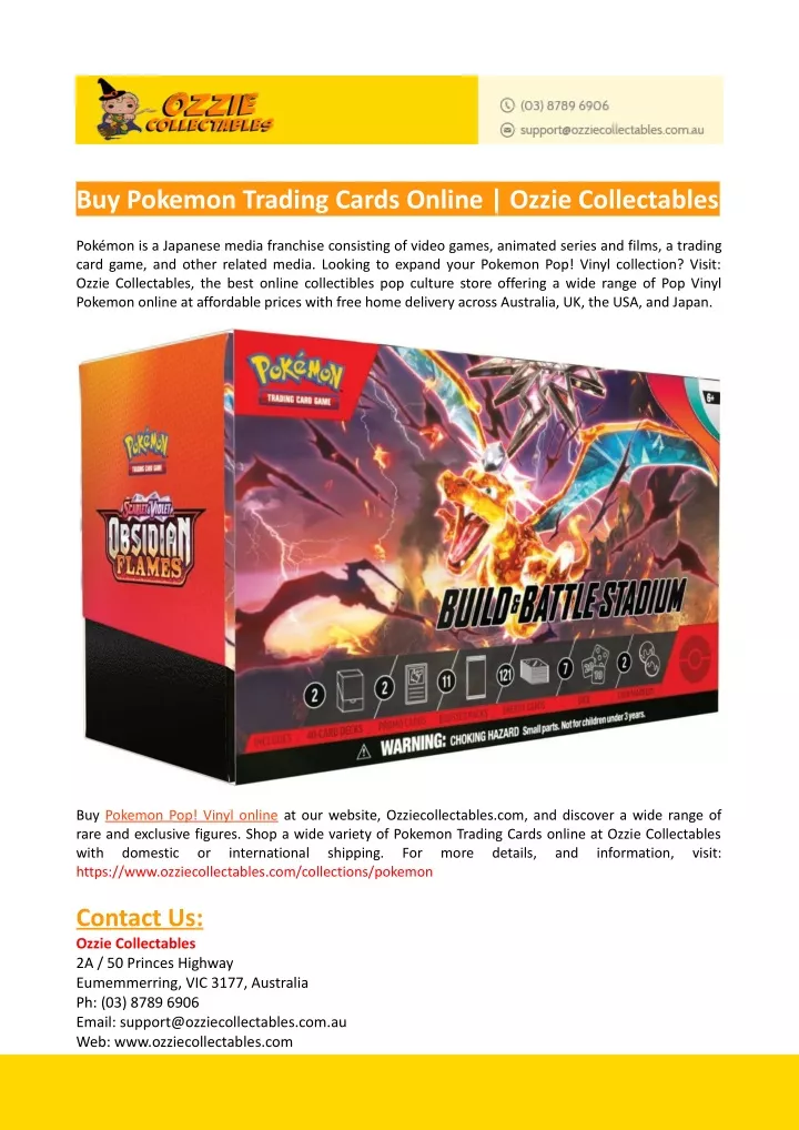 buy pokemon trading cards online ozzie