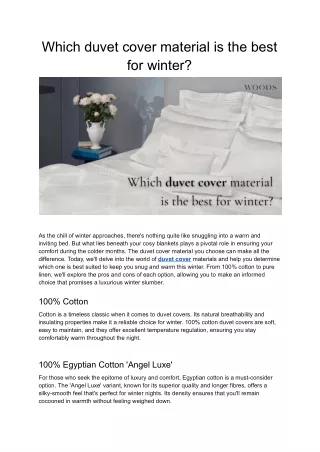 Winter-Ready Duvet Covers: Which Material is Your Ideal Cozy Companion?