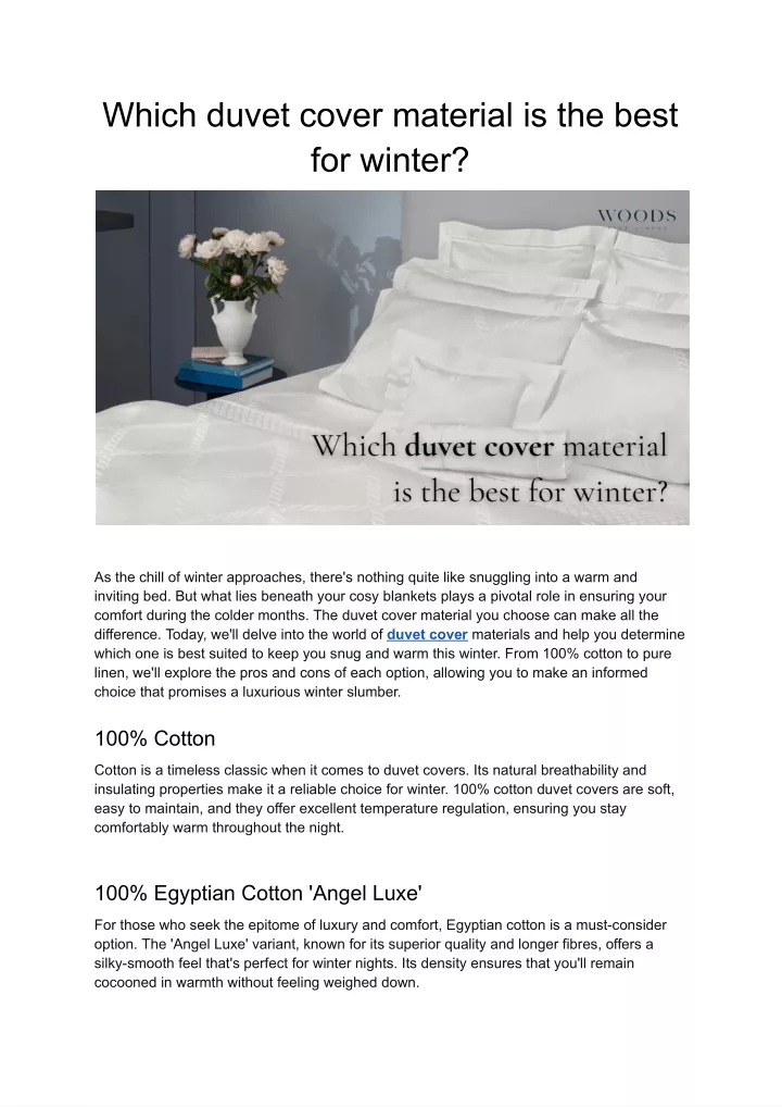 which duvet cover material is the best for winter