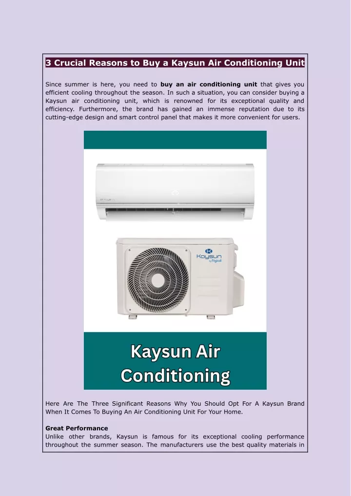 3 crucial reasons to buy a kaysun