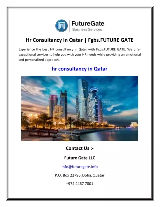 Hr Consultancy In Qatar   Fgbs.FUTURE GATE