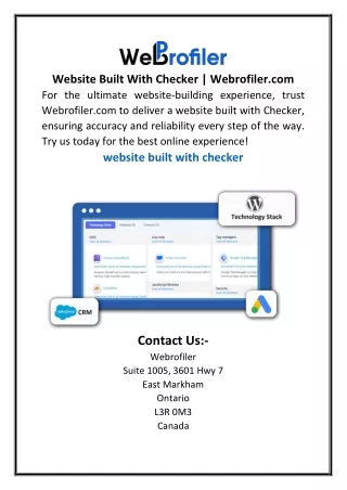 Website Built With Checker | Webrofiler.com