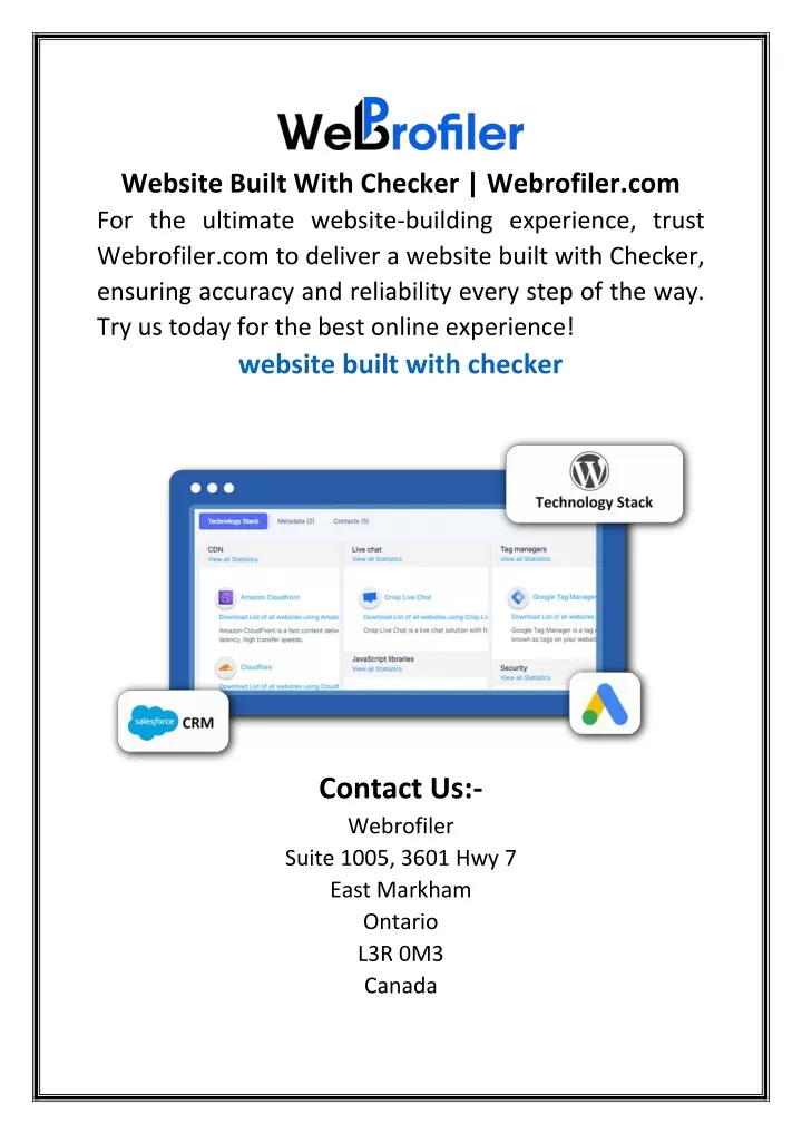 website built with checker webrofiler