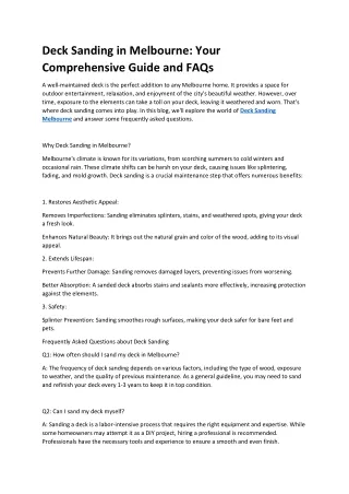 deck sanding in melbourne your comprehensive