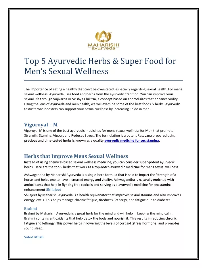 top 5 ayurvedic herbs super food for men s sexual