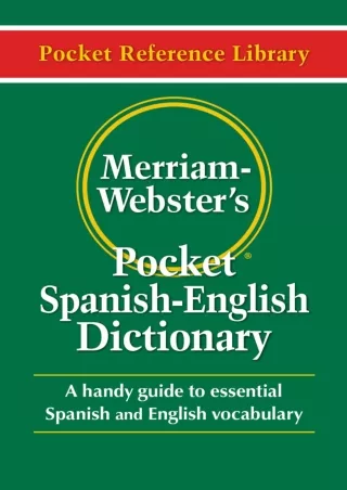Pdf Ebook Merriam-Webster's Pocket Spanish-English Dictionary, Newest Edition, (Flexible