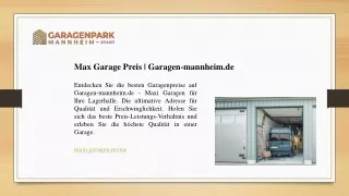 Max Garage Preis - Garagen-mannheim.de