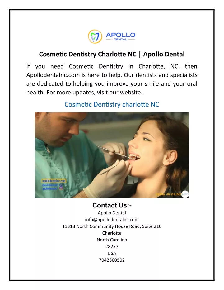 cosmetic dentistry charlotte nc apollo dental