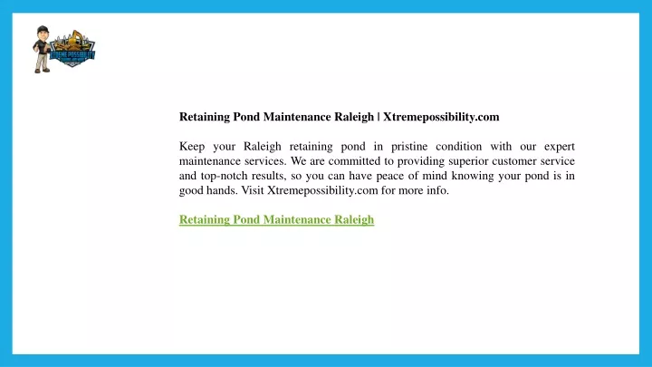 retaining pond maintenance raleigh