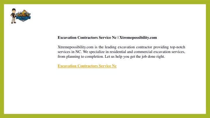 excavation contractors service