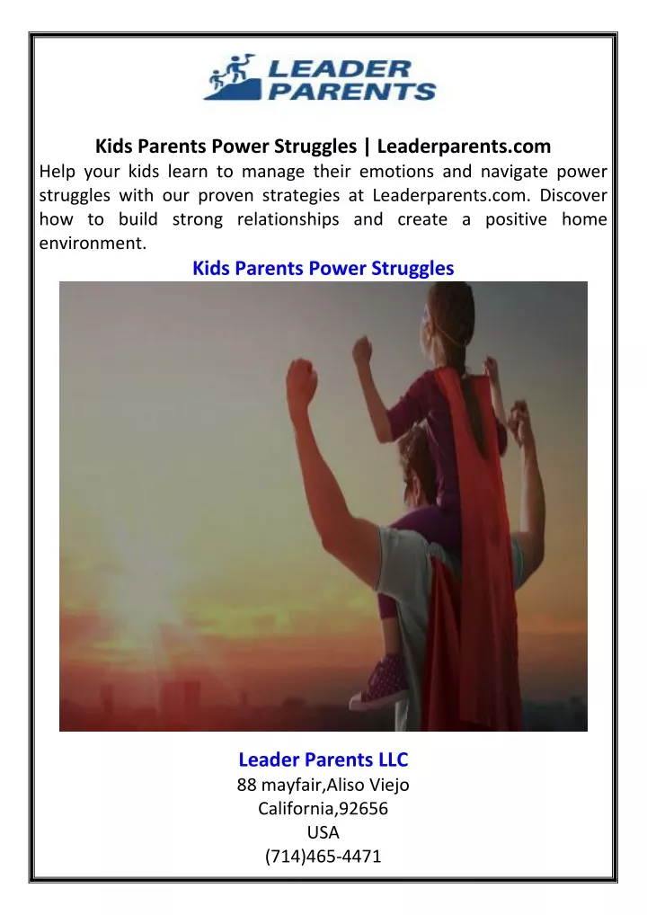 kids parents power struggles leaderparents