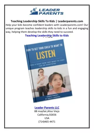 Teaching Leadership Skills To Kids  Leaderparents.com