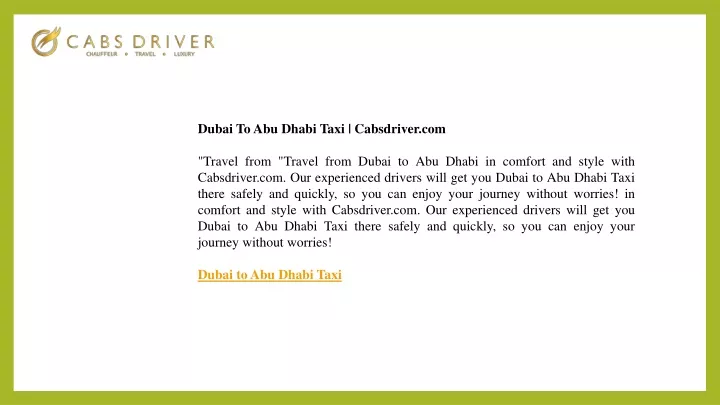 dubai to abu dhabi taxi cabsdriver com travel