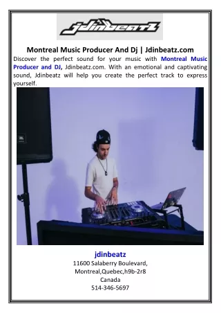 Montreal Music Producer And Dj  Jdinbeatz.com