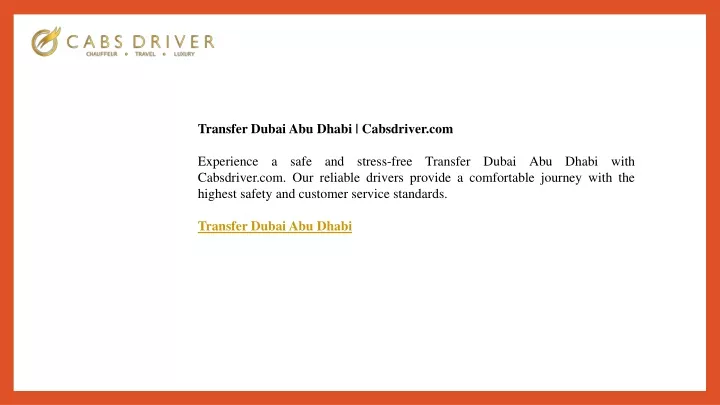 transfer dubai abu dhabi cabsdriver