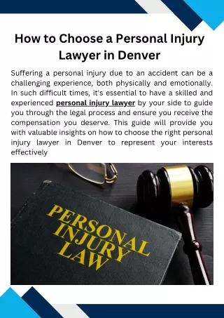 How to Choose a Personal Injury Lawyer in Denver
