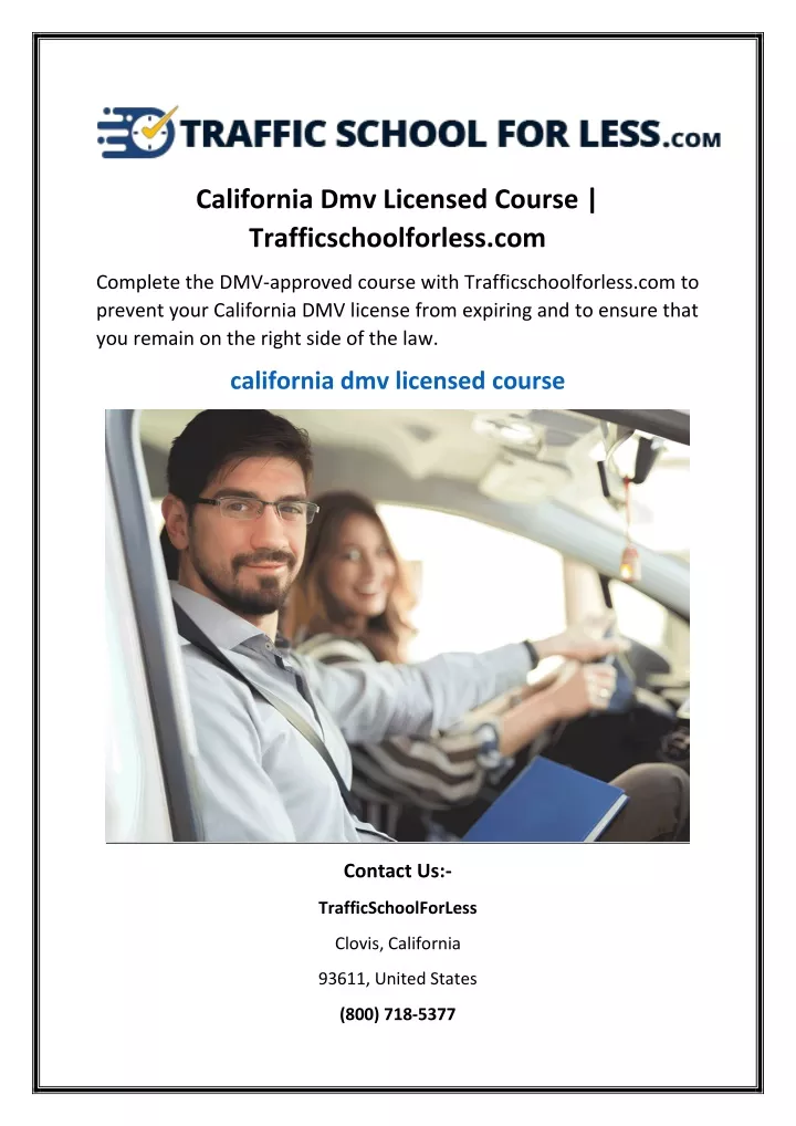 california dmv licensed course