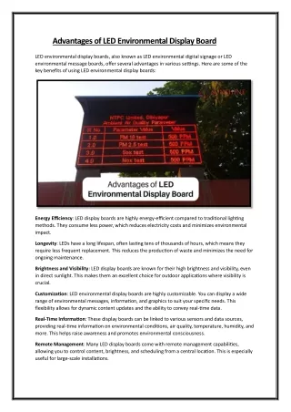 Advantages of LED Environmental Display Board