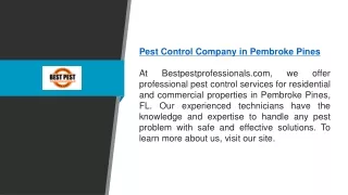 Pest Control Company in Pembroke Pines | Bestpestprofessionals.com