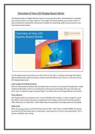 Overview of How LED Display Board Works