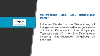 Weiterbildung Eidgenössisch diplomierter Firmenmentor | Livingsense-executive.ch
