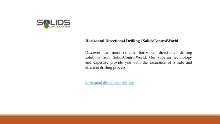 horizontal directional drilling solidscontrolworld