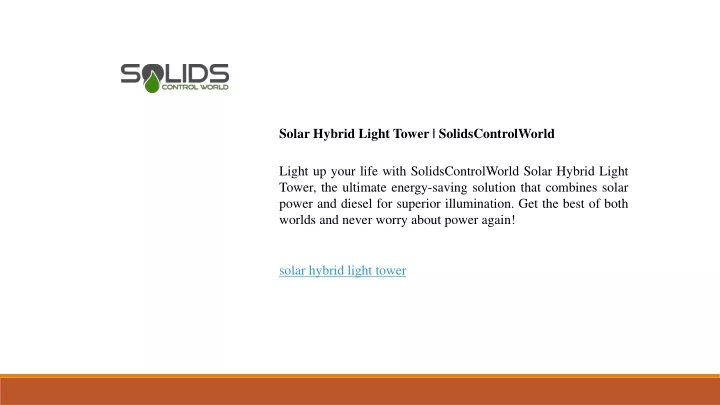 solar hybrid light tower solidscontrolworld