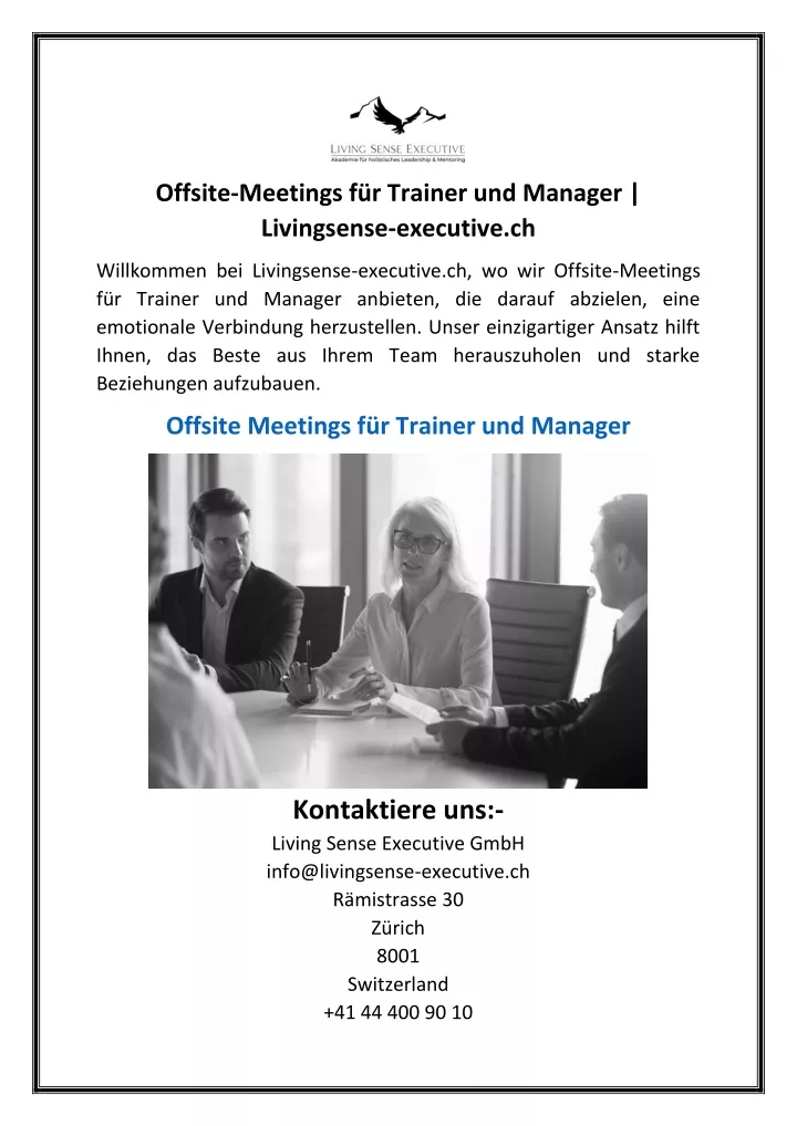offsite meetings f r trainer und manager