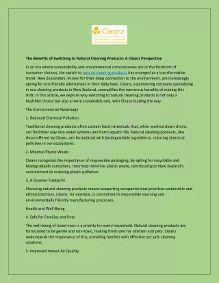 the benefits of switching to natural cleaning