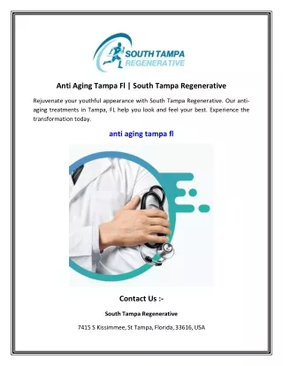 Anti Aging Tampa Fl   South Tampa Regenerative