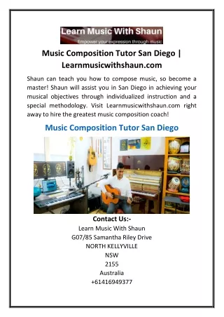 Music Composition Tutor San Diego | Learnmusicwithshaun.com