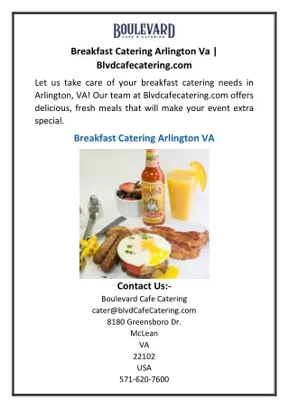 Breakfast Catering Arlington Va  Blvdcafecatering.com