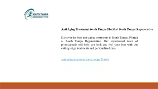 Anti Aging Treatment South Tampa Florida  South Tampa Regenerative