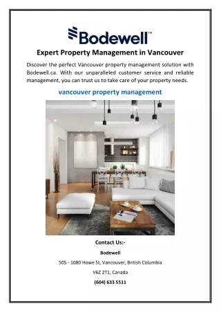 Expert Property Management in Vancouver